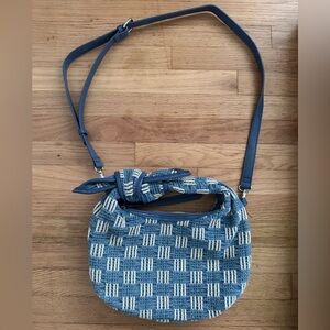 Blue Woven Crescent Shoulder Bag • Boho Crossbody • Boutique Style